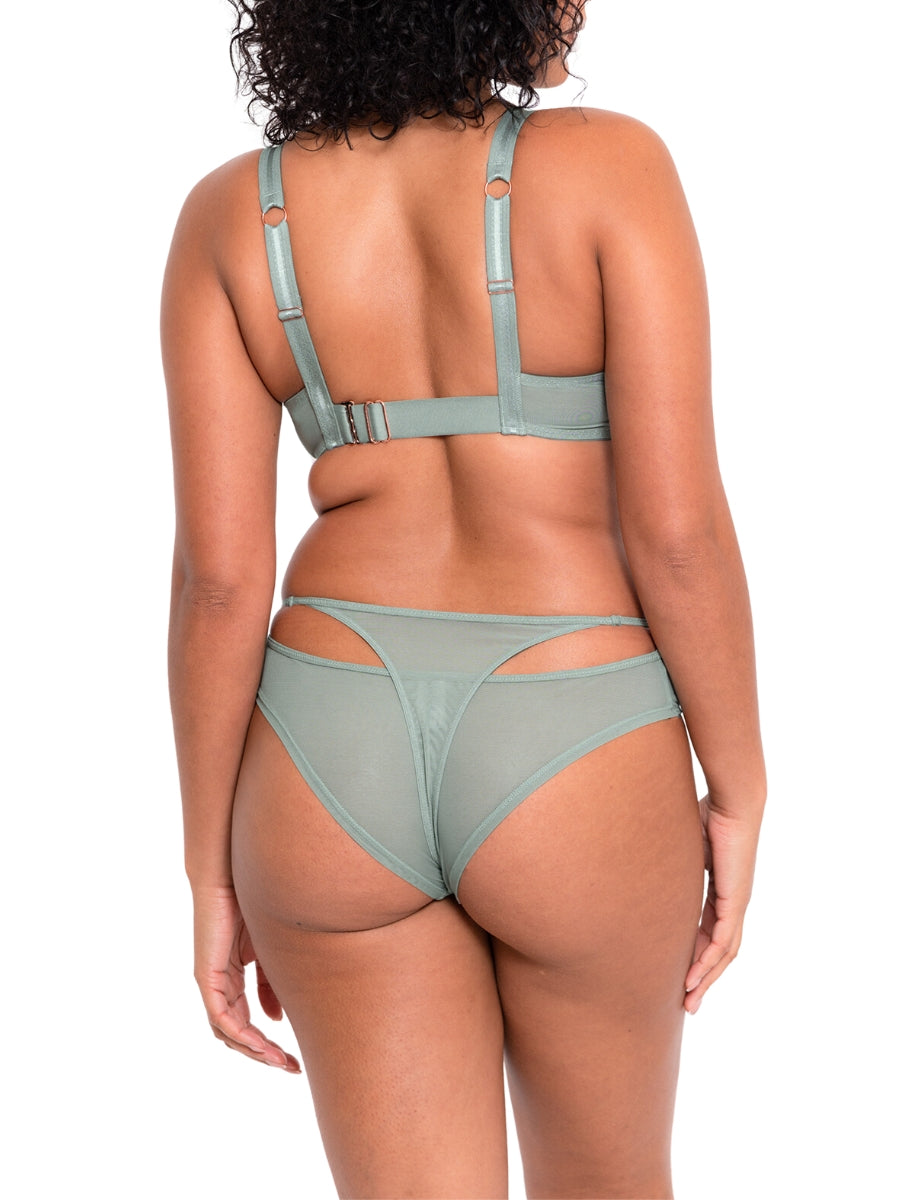 Peep Show Deep Plunge Bra - Sage Green