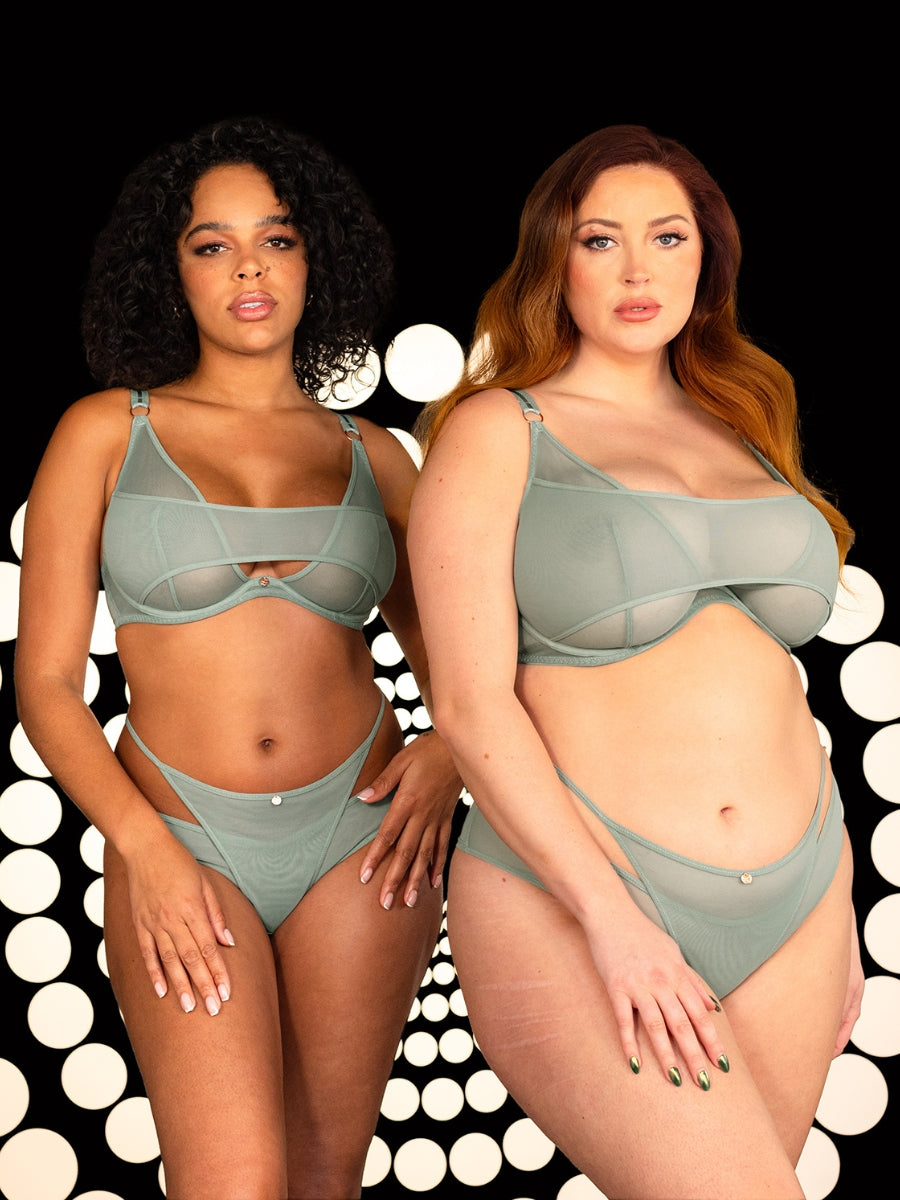 Peep Show Deep Plunge Bra - Sage Green