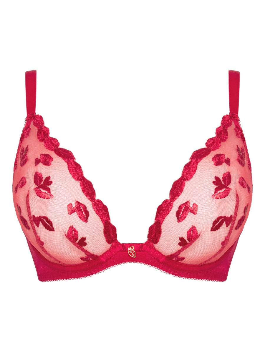 Pucker Up Deep Plunge Bra - Lipstick Red