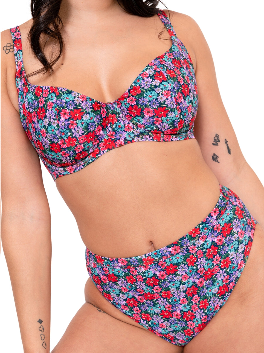 Kitsch Kate Balcony Bikini Top - Floral Print