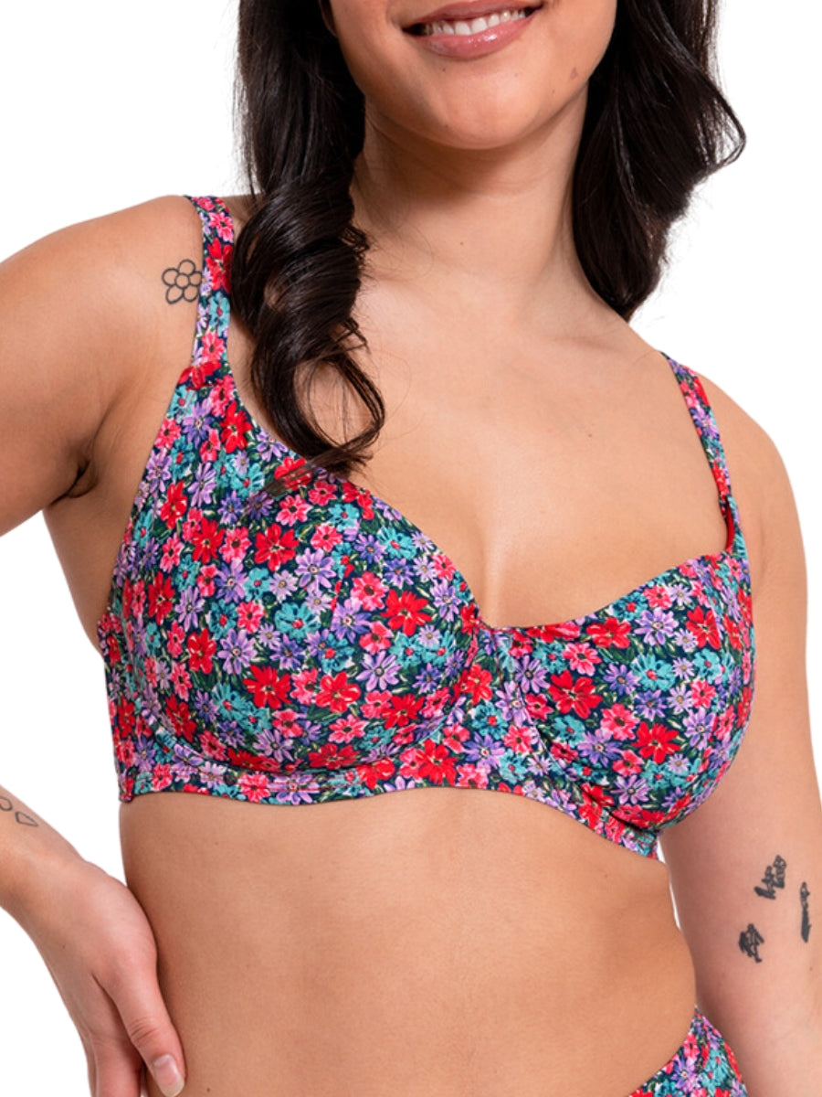 Kitsch Kate Balcony Bikini Top - Floral Print