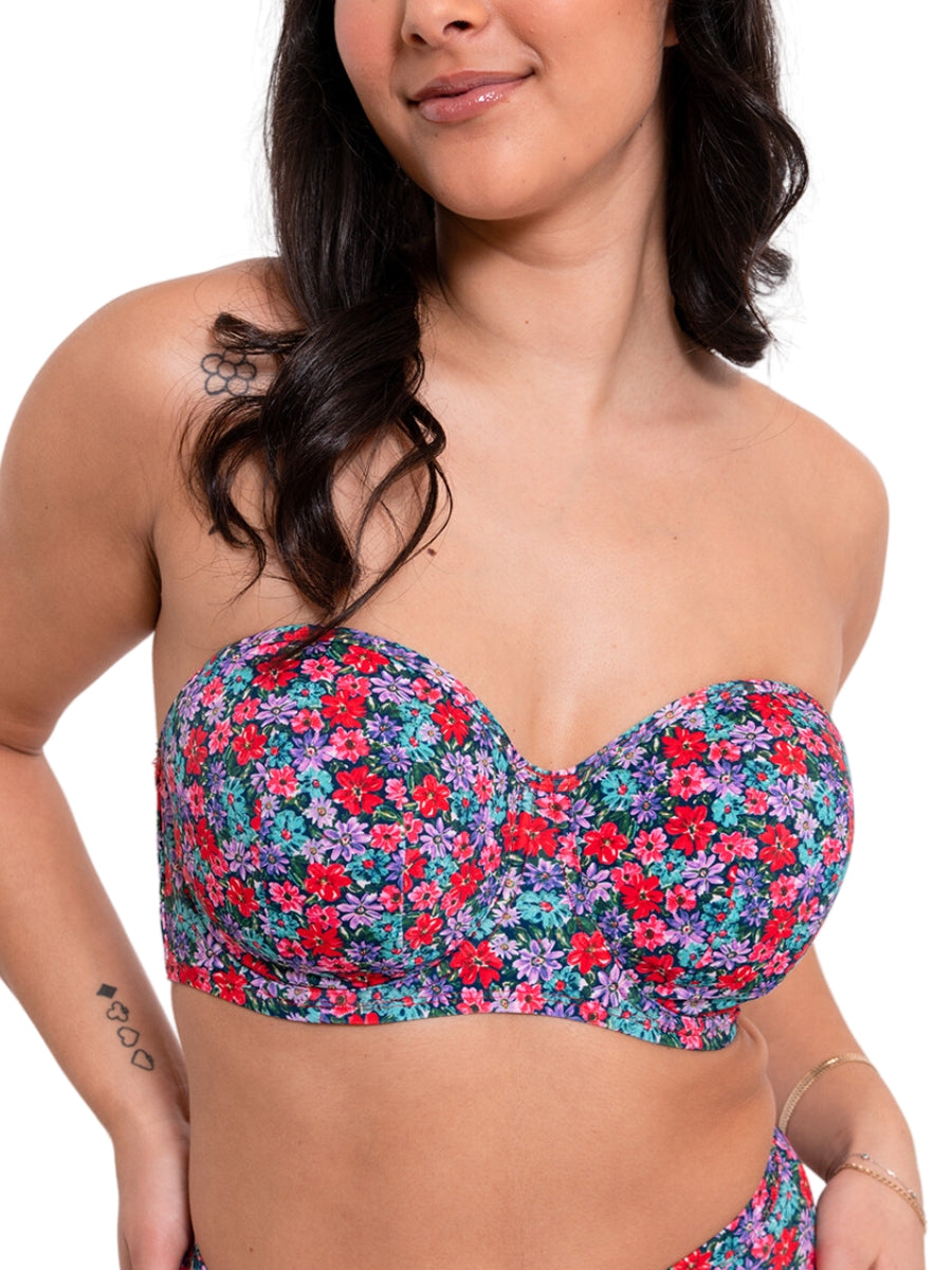 Kitsch Kate Bandeau Bikini Top - Floral Print