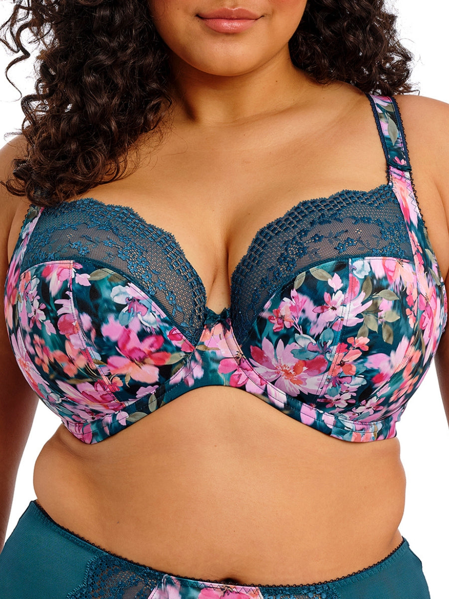 Lucie Plunge Bra - Teal Floral