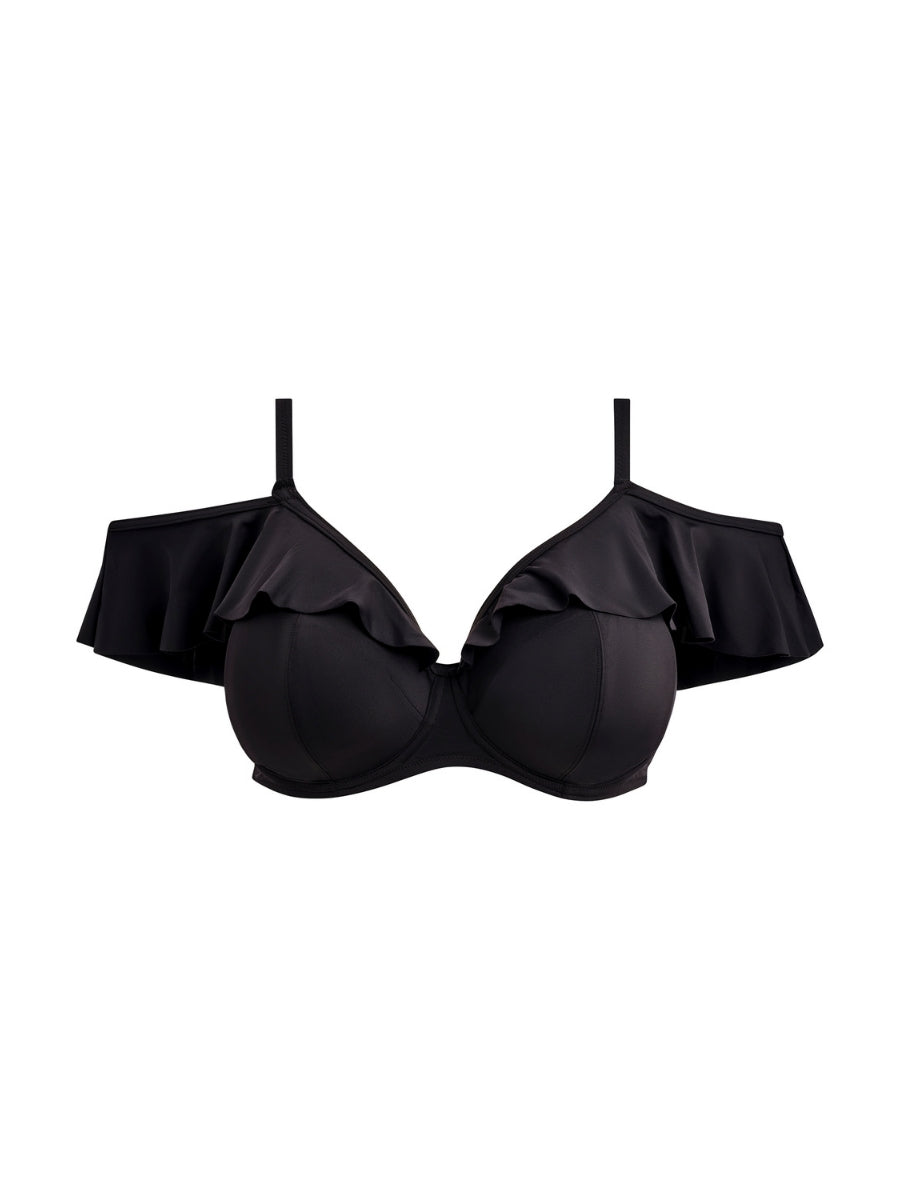 Plain Sailing Ruffle Bikini Top - Black
