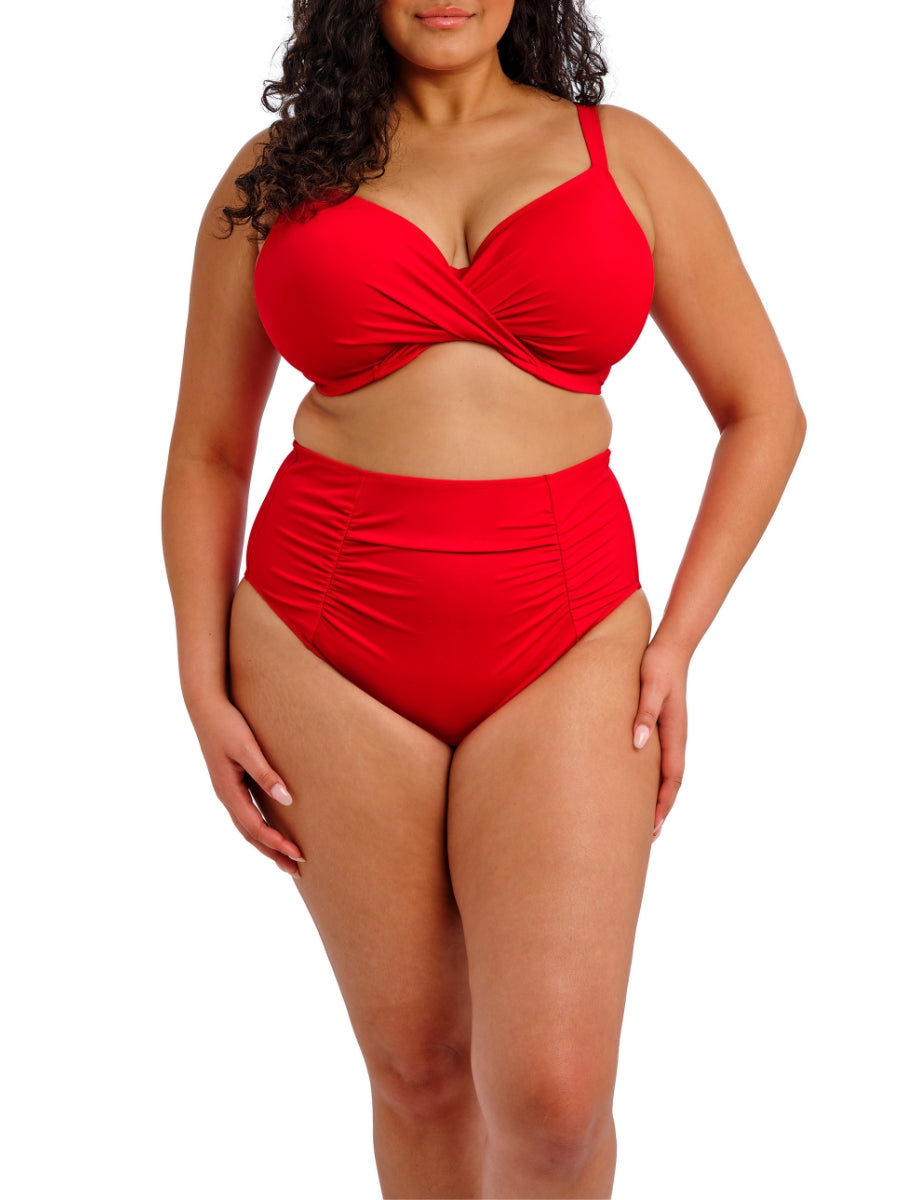 Plain Sailing Wrap Plunge Bikini Top - Lava