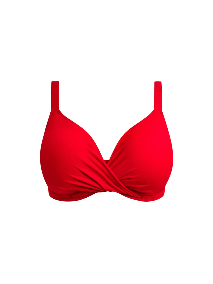 Plain Sailing Wrap Plunge Bikini Top - Lava