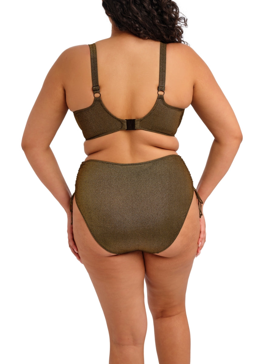Sunset Shimmer Wrap Plunge Bikini Top - Gold Rush