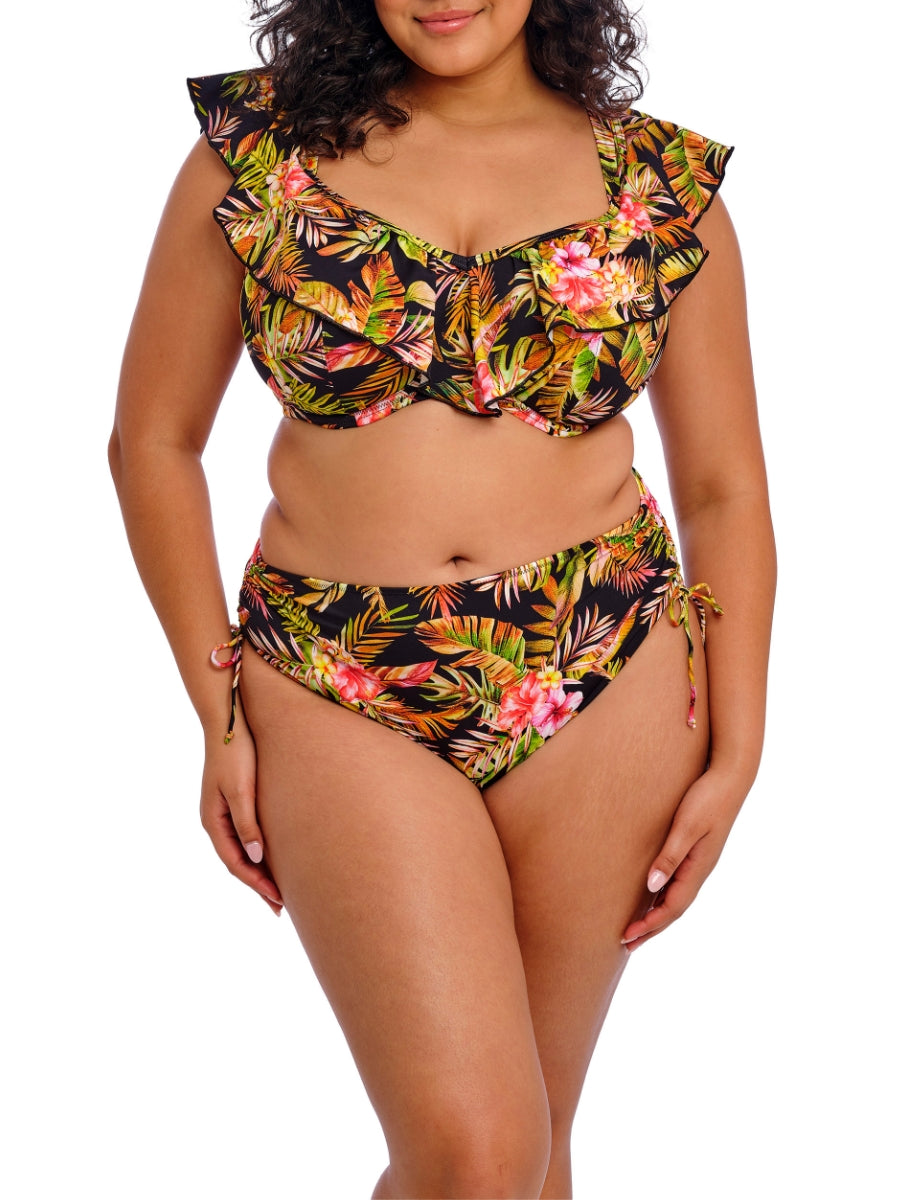 Tiger Valley Ruffle Bikini Top - Black