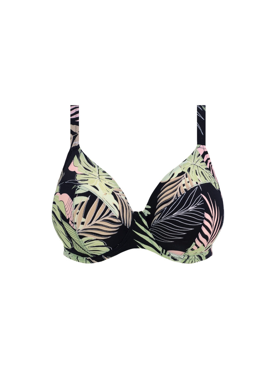 Tropical Retreat Plunge Bikini Top - Black