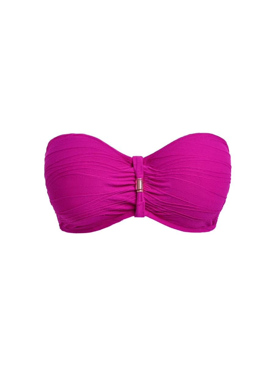 Beach Waves Bandeau Bikini Top - Bright Fuchsia