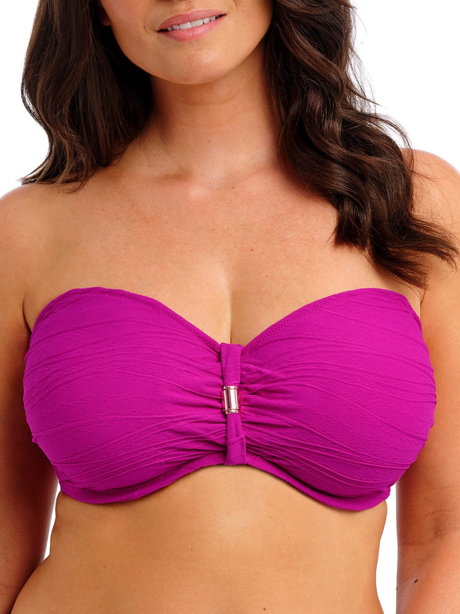 Beach Waves Bandeau Bikini Top - Bright Fuchsia