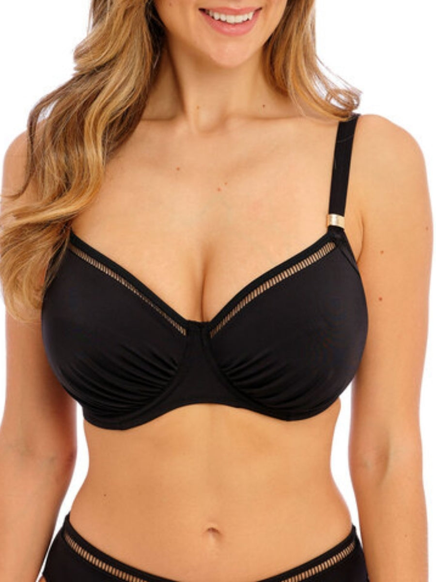 East Hampton Gathered Full Cup Bikini Top Black