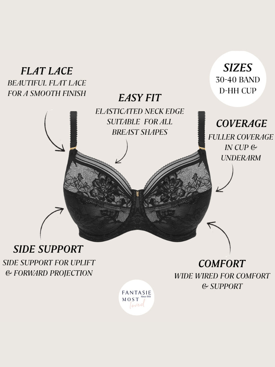 Fusion Lace Side Support Bra - Black