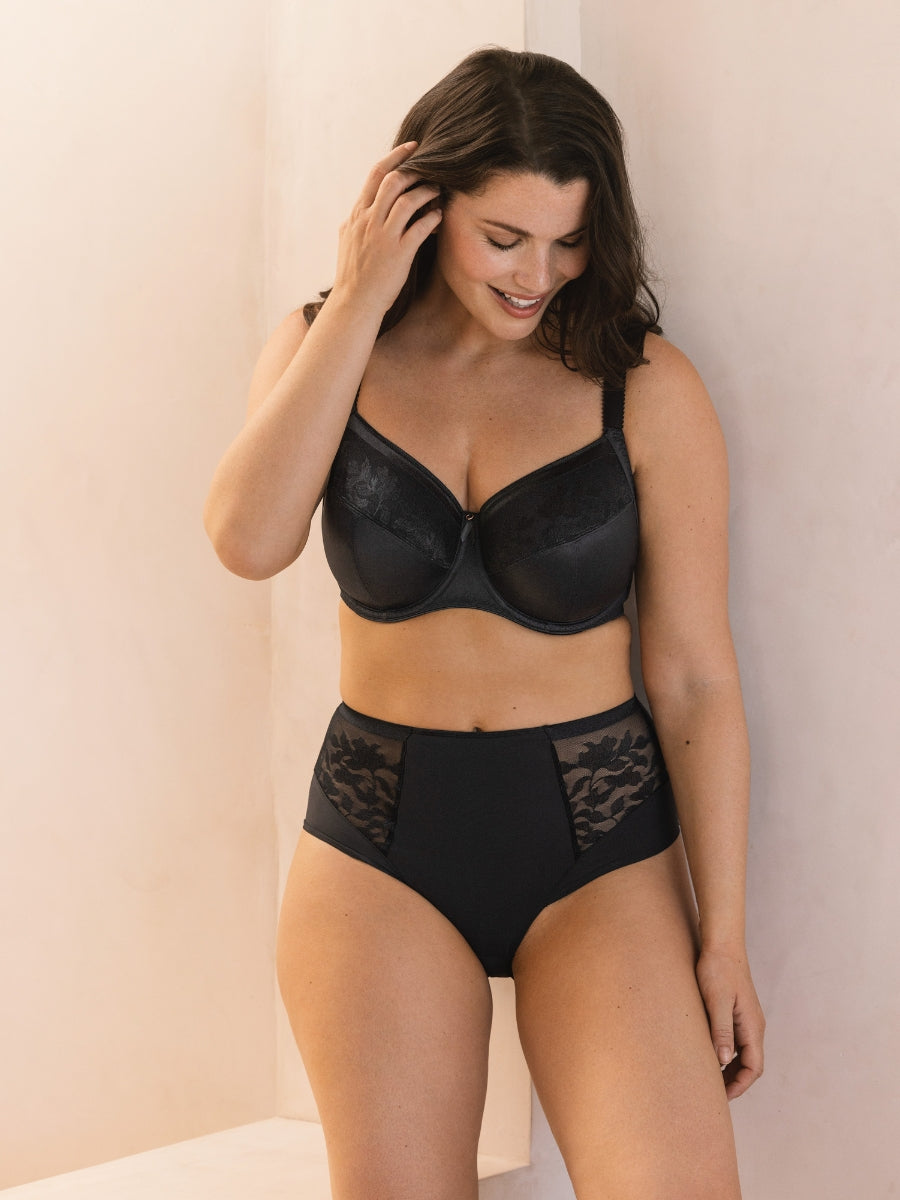 Illusion Full Cup Side Support Bra - Black