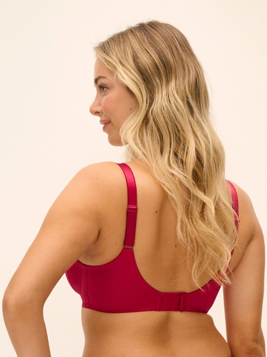 Illusion Full Cup Side Support Bra - Red