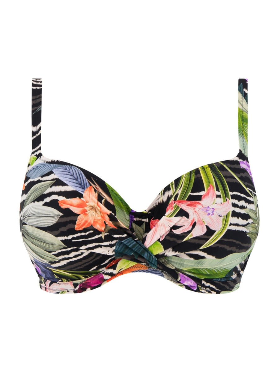 Maldives Full Cup Bikini Top - Black Tropical