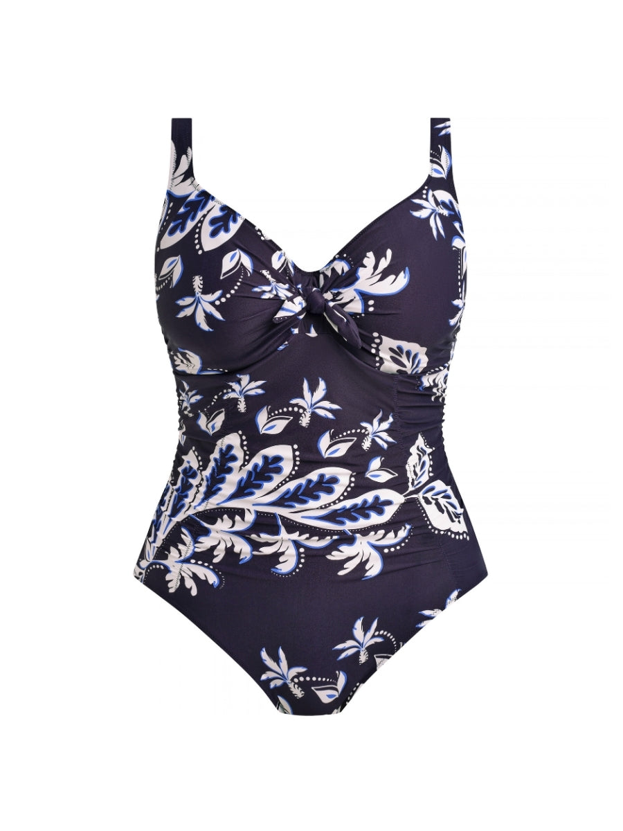 Playa Azul Tie Front Swimsuit - Navy