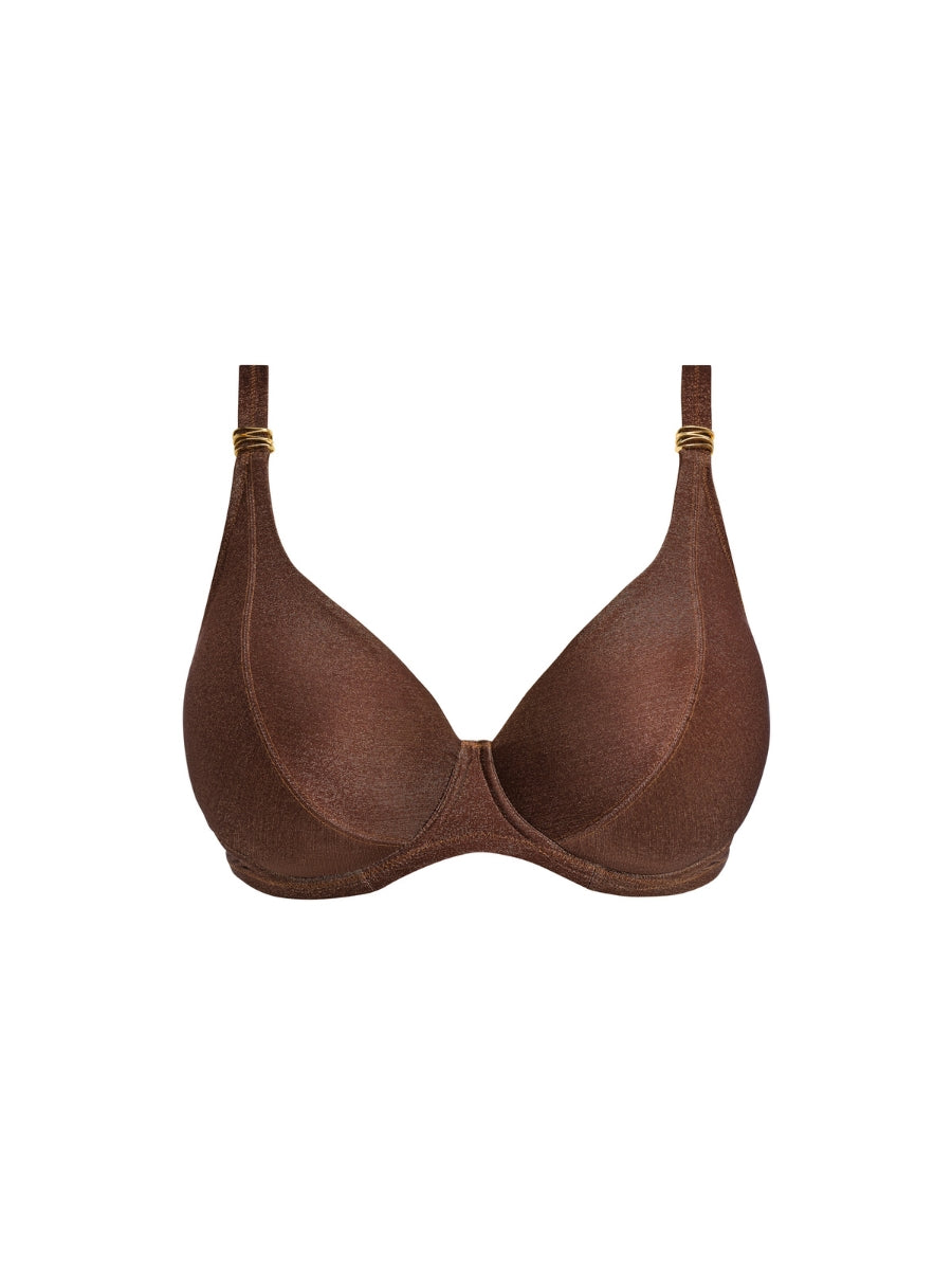Sabana Plunge Bikini Top - Chestnut Sparkle