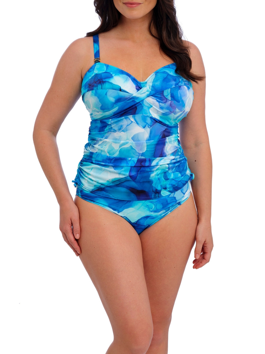 Saunton Sands Twist Front Tankini Top - Dazzling Blue