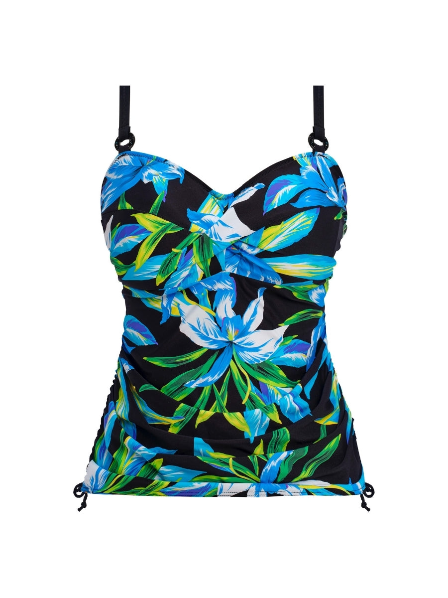 Talm Beach Twist Front Tankini Top - Black