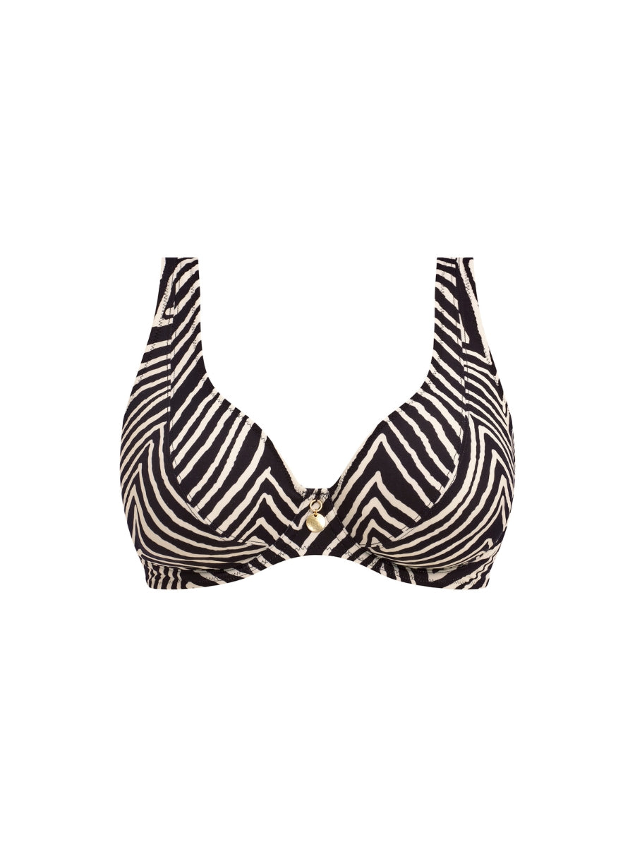 Fiji Falls High Apex Bikini Top - Black