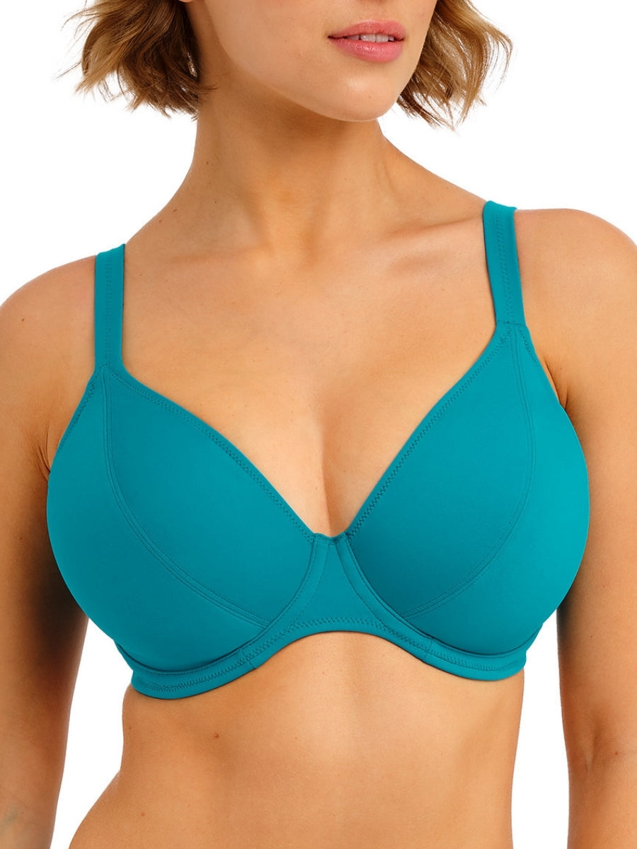 Jewel Cove Plunge Bikini Top - Plain Moonstone