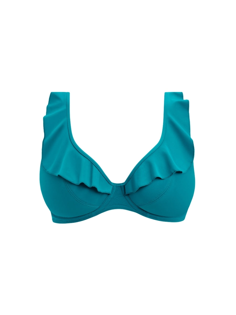 Jewel Cove High Apex Bikini Top - Plain Moonstone