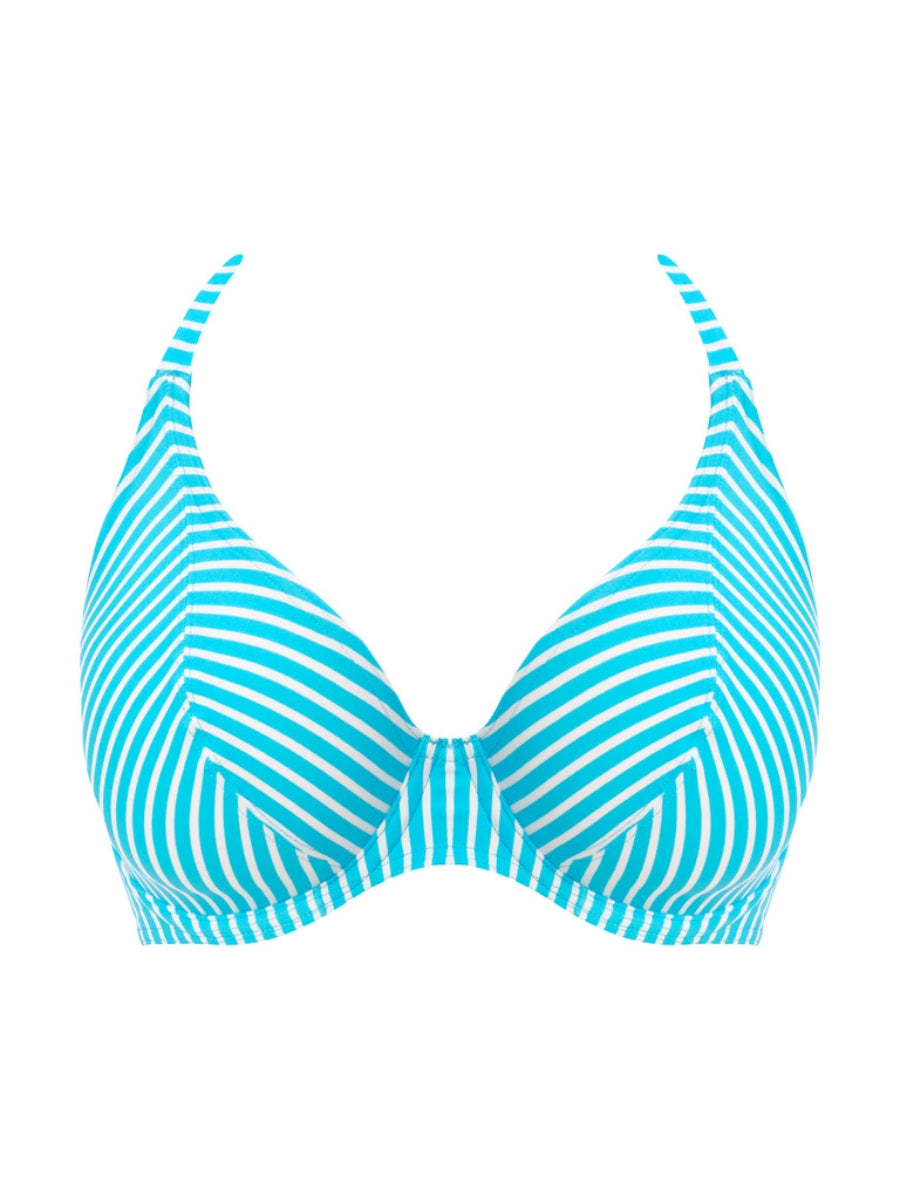 Jewel Cove Halter Bikini Top - Stripe Turquoise