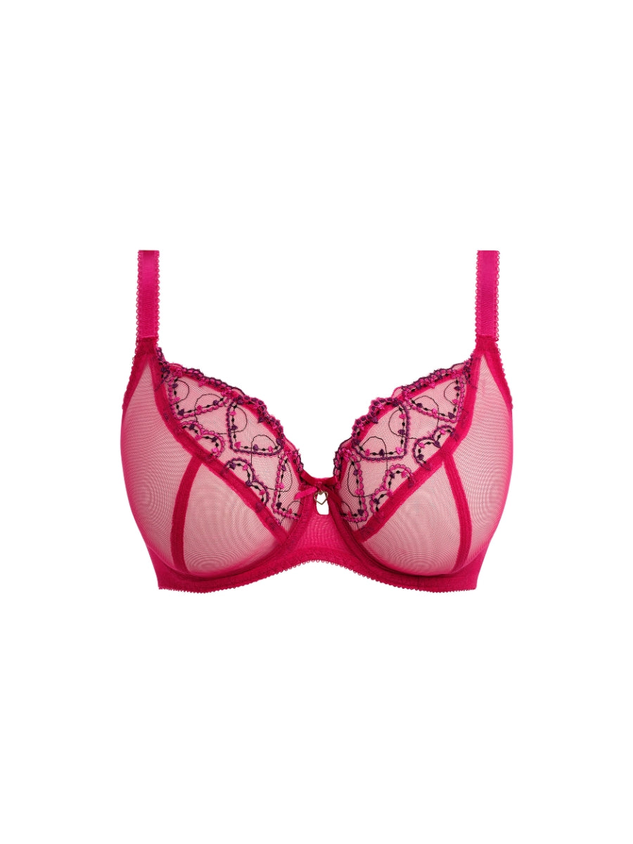 Laurine Sheer Plunge Bra - Raspberry