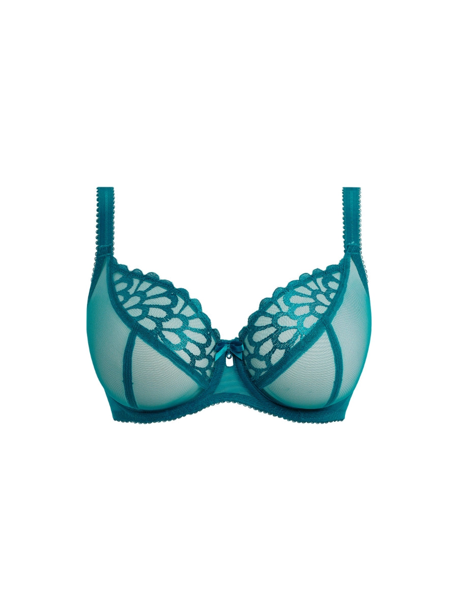 Loveland Sheer Plunge Bra - Bombshell Teal