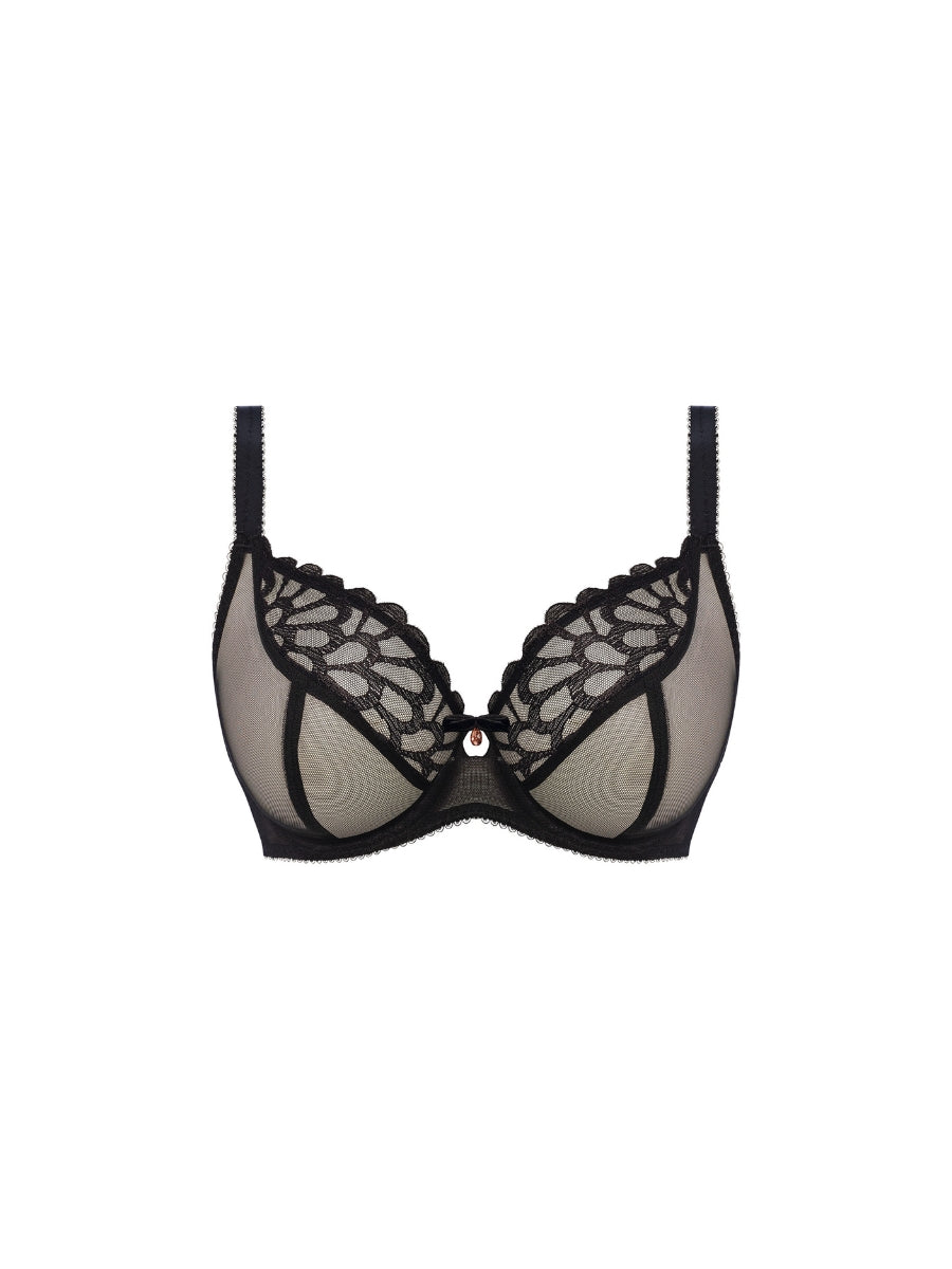 Loveland Sheer Plunge Bra - Bombshell Black