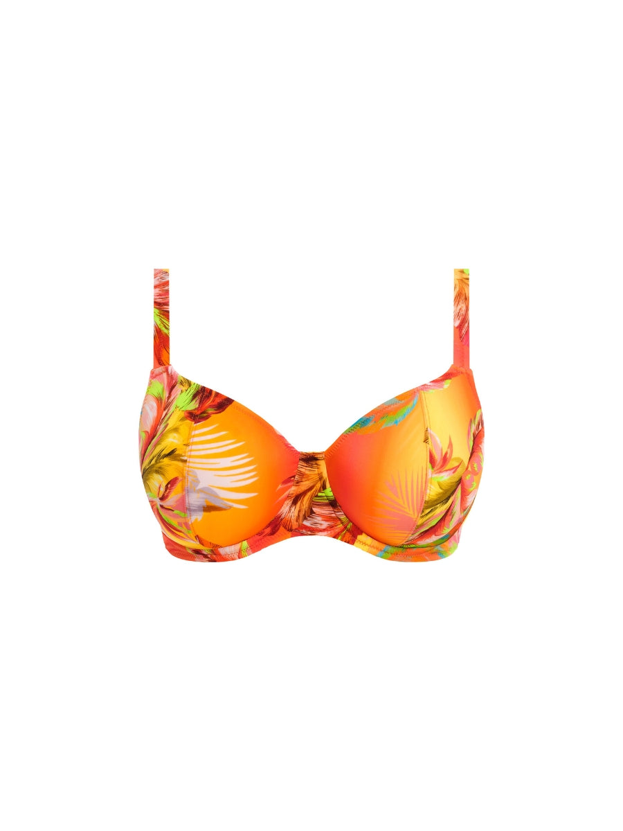Miami Sunset Plunge Bikini Top - Papaya