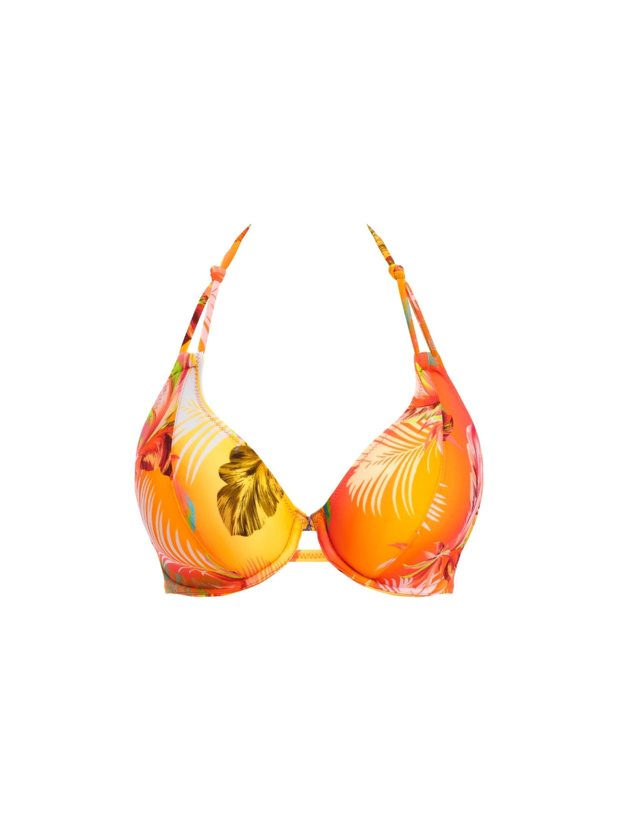 Miami Sunset Halterneck Bikini Top - Papaya