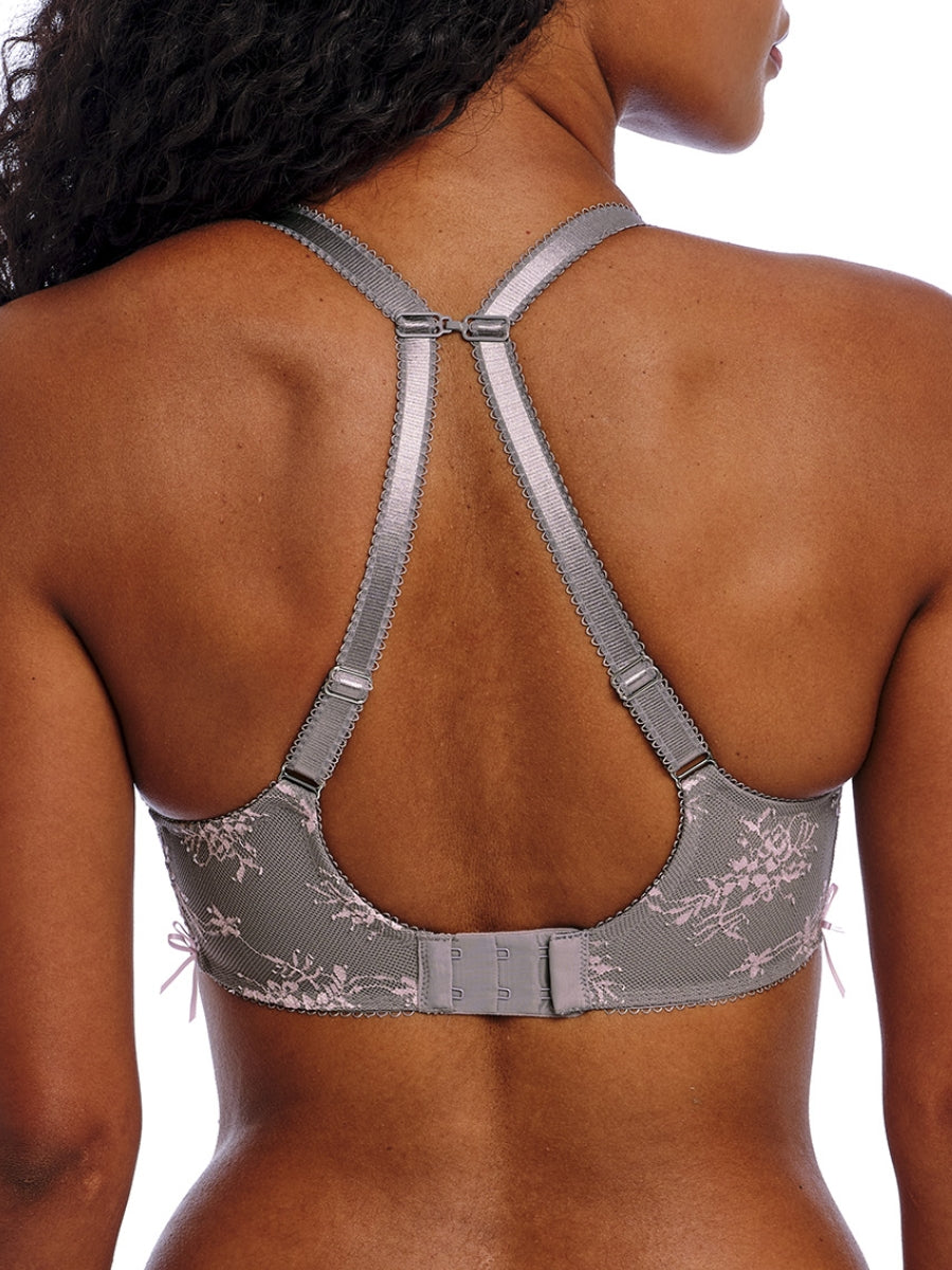 Offbeat Decadence Side Support Bra - Grey/Pink