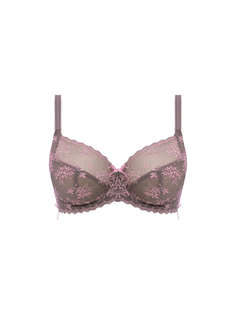 Offbeat Decadence Side Support Bra - Grey/Pink