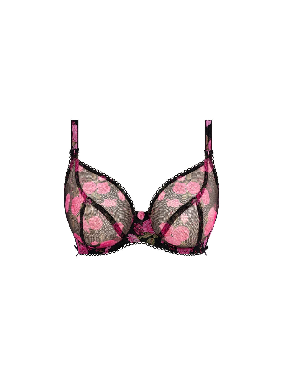 Rose Blossom Plunge Bra - Black Rose