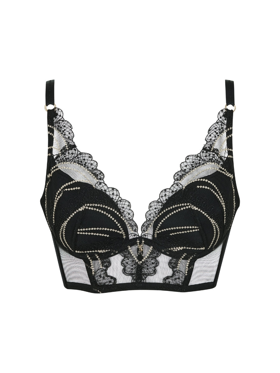 VIP Etoile Padded Longline Bra - Black