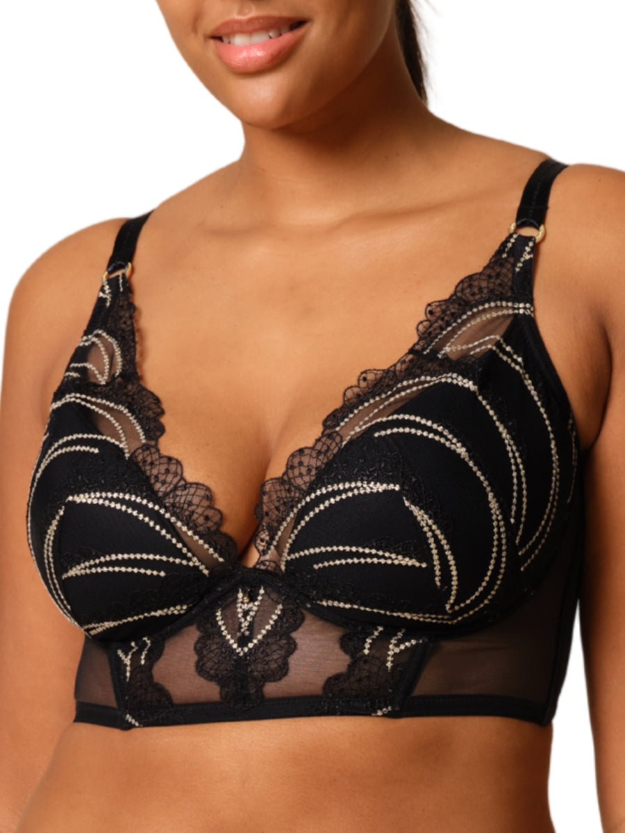 VIP Etoile Padded Longline Bra - Black