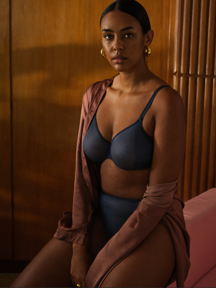 Glossies Sheer Moulded Bra - Shadow Blue