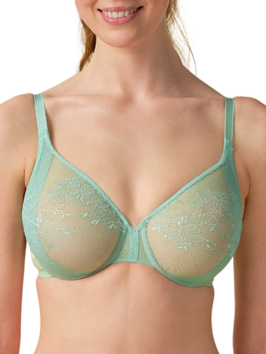 Glossies Lace Sheer Moulded Bra - Brook Green