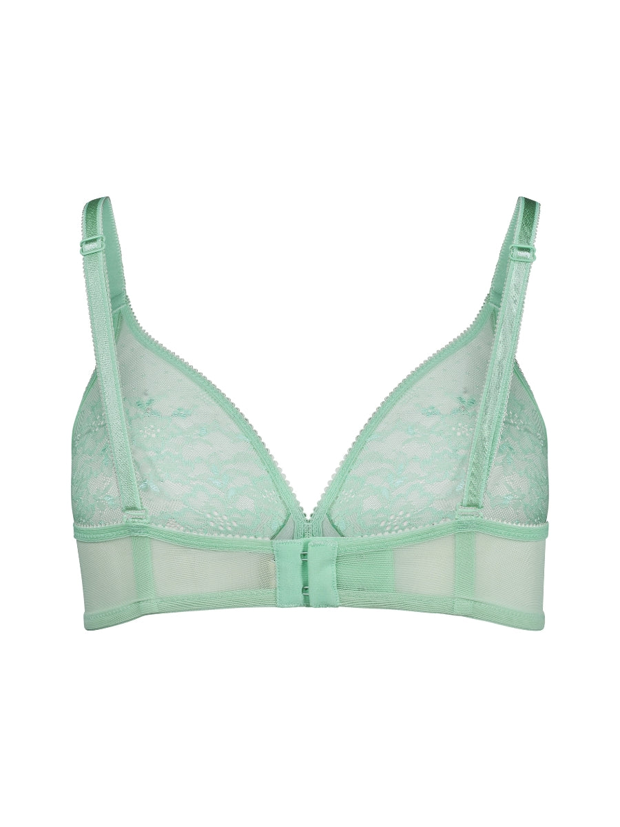 Glossies Lace Sheer Moulded Bra - Brook Green