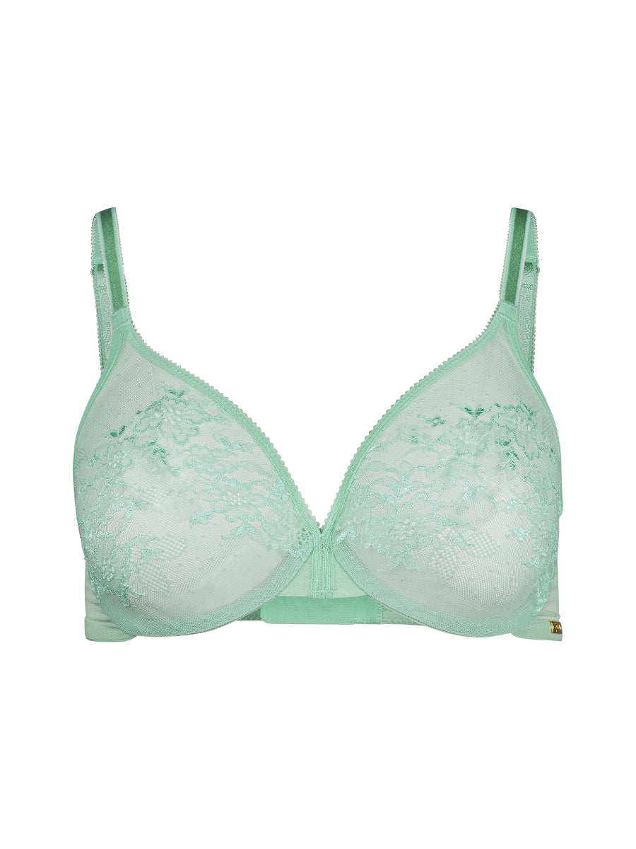 Glossies Lace Sheer Moulded Bra - Brook Green