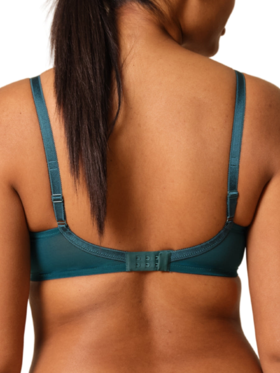 Glossies Lace Sheer Moulded Bra - Dark Green