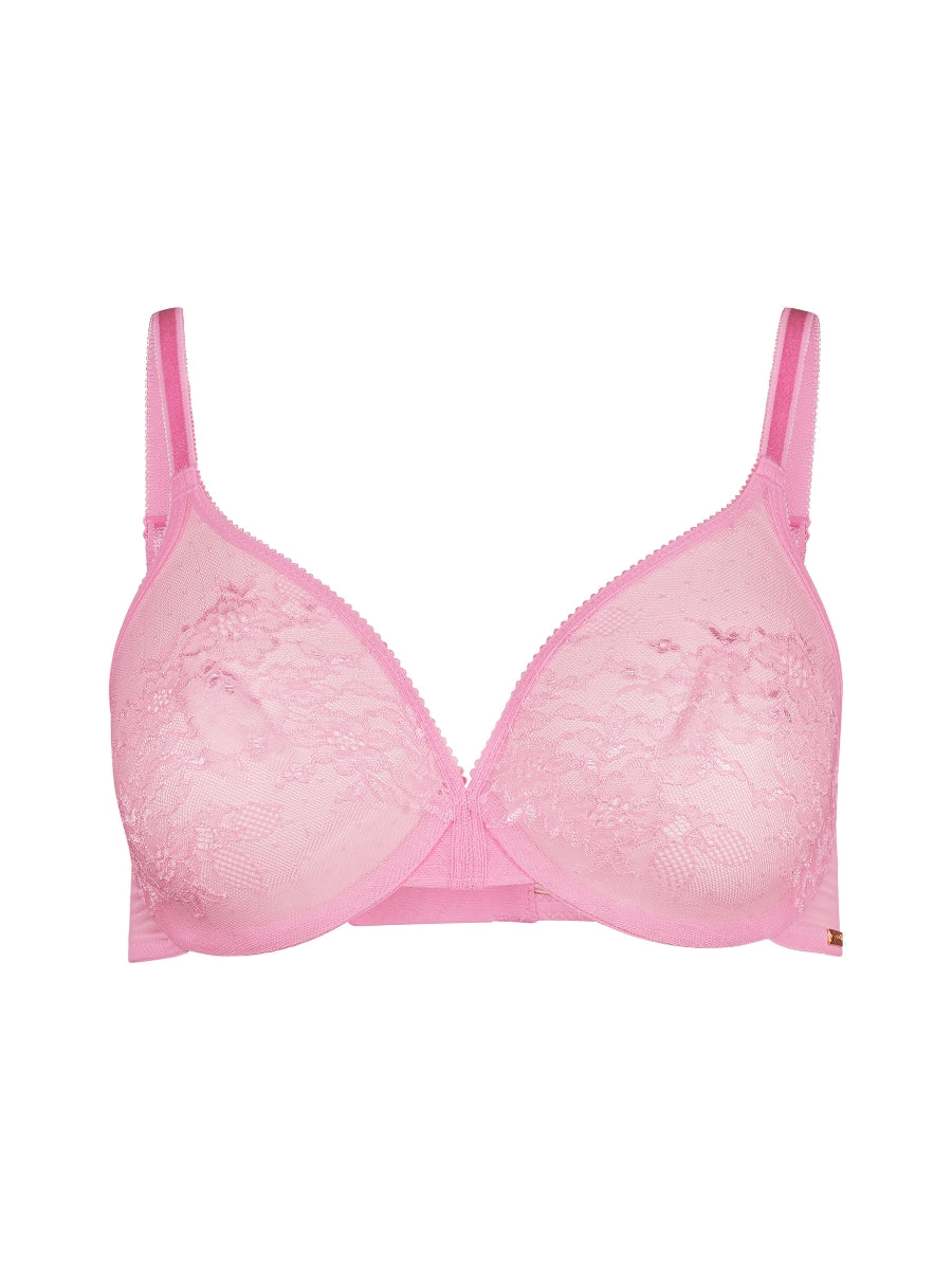 Glossies Lace Sheer Moulded Bra - Sweet Lilac