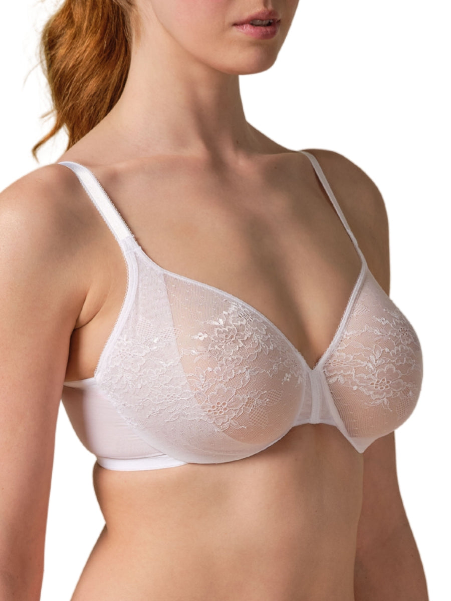 Glossies Lace Sheer Moulded Bra - White