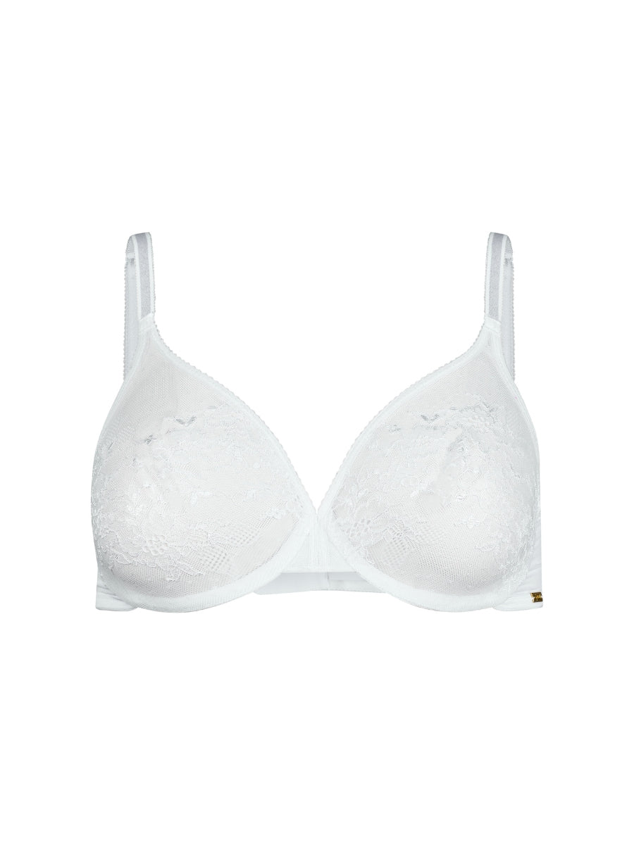 Glossies Lace Sheer Moulded Bra - White