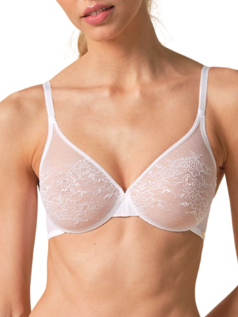 Glossies Lace Sheer Moulded Bra - White
