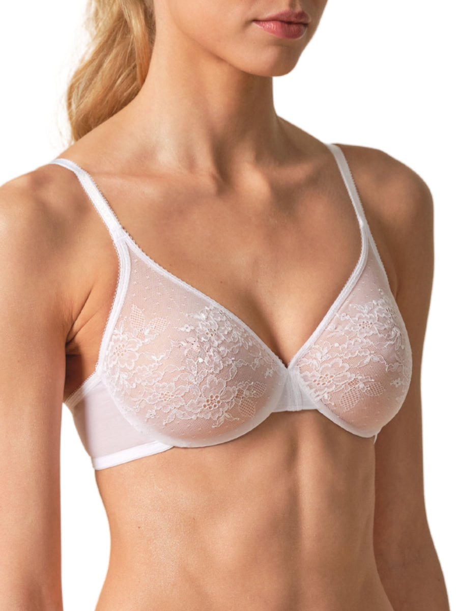 Glossies Lace Sheer Moulded Bra - White