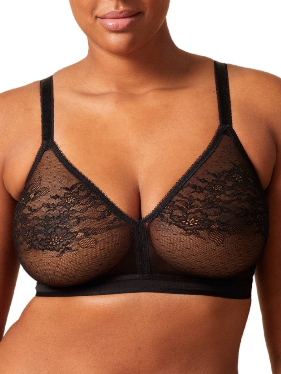 Glossies Lace Sheer Bralette - Black