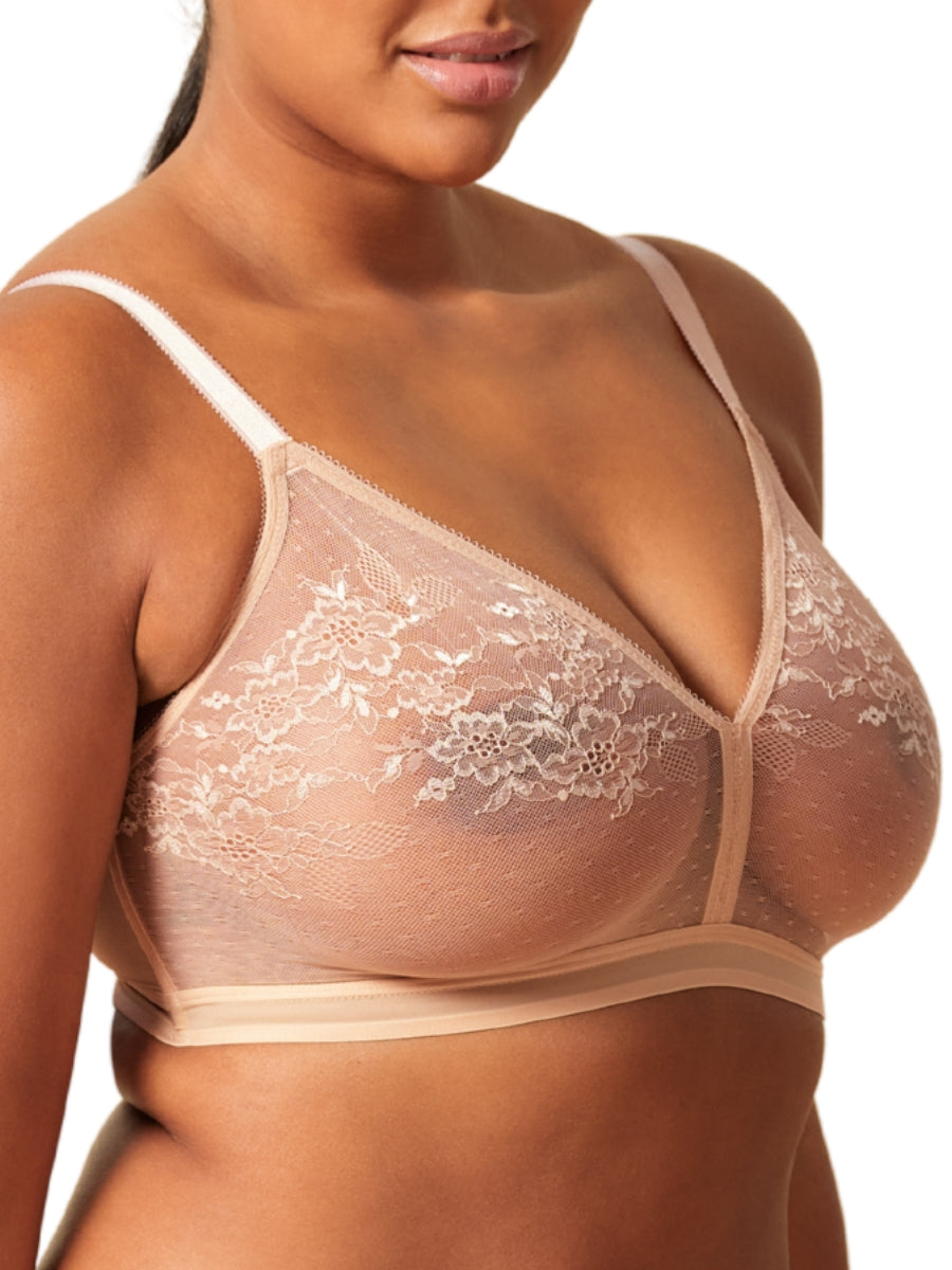 Glossies Lace Sheer Bralette - Nude